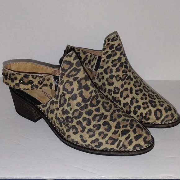 Very Volatile Leopard Print Leather Slip On Mules - Picture 1 of 10